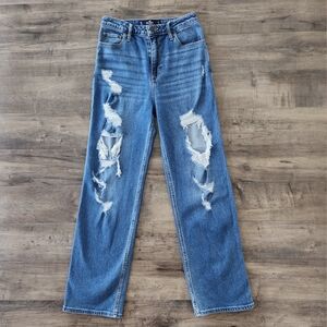 Hollister Ultra High Rise Dad Jean Distressed Ripped Women's 5 Regular